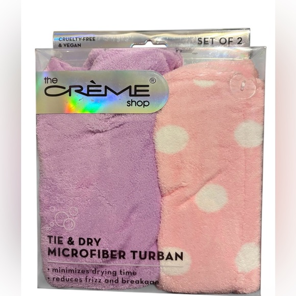 The Creme Shop Other - The Crème Shop Tie & Dry Microfiber Turban Set - Purple and Pink